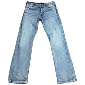 SILVER Gordie Jeans Men's 33x30 Relaxed Straight Light Wash Denim Blue Western